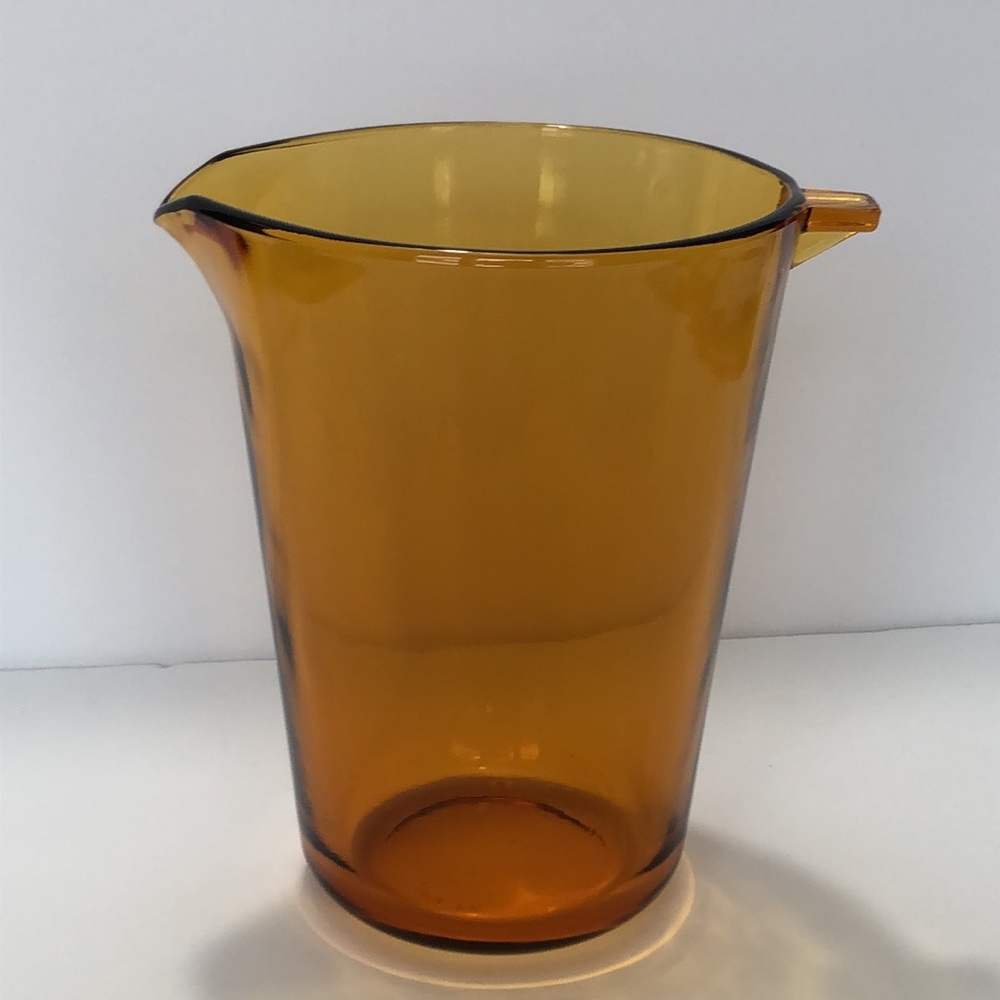 Vintage Vereco Amber Pitcher Vase Utensil Holder Made In France